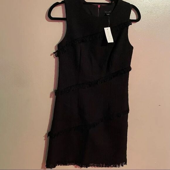 Talbots Black Tweed Fringed Sleeveless Dress Career Cocktail Party - Picture 4 of 10